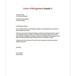 Perfect Letter Of Resignation Employer Template Sample When Leaving Company Format Simple Job Thank