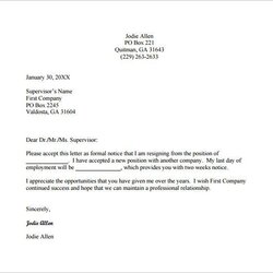 Resignation Letter Template Sample