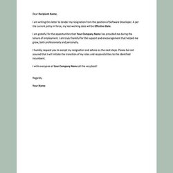 Free Formal Resignation Letter Template In Microsoft Word Apple Pages Google Docs Editable