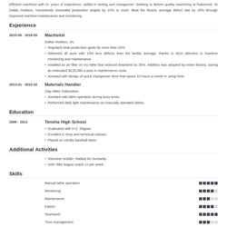 Worthy Machinist Resume Sample Guide Examples Example Template