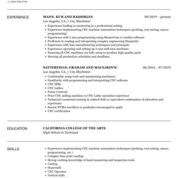The Highest Standard Machinist Resume Templates Free