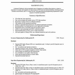 Supreme Machinist Resume Occupational Examples Samples Free Edit With Word Cover Resumes Letters Jobs Format
