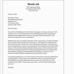 Wizard Housekeeping Cover Letter Resume Examples Job