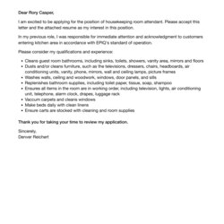 Magnificent Cover Letter Sample Housekeeping Room Attendant Template