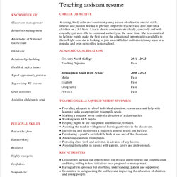 Free Sample Objective Statement For Resume Templates In Teacher Assistant