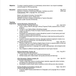Free Sample Resume Objective Templates In Teacher Examples Example