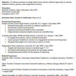 Superlative Free Teacher Resume Templates In Ms Word Sample Objective Music Example