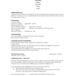 Outstanding Experienced Teacher Resume Objective Templates At Template Main
