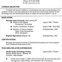 Fantastic Free Teacher Resume Objective Templates In Ms Word Career Example Sample