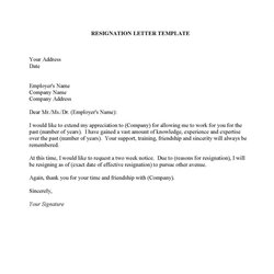 Fine Resignation Letter Template Of Voluntary Employer Polite Doc