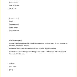 Outstanding Resignation Letter Template Free Short Word Simple Sample Templates Doc Week Two Formal Notice