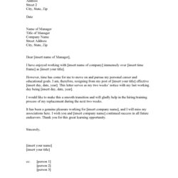 Brilliant Letter Of Resignation Free Printable Documents Job Resign Samples Generic Simple Essay Resume Valid