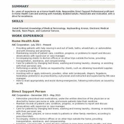 The Highest Standard Home Health Aide Resume Samples Experience