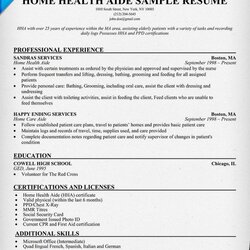 Fine Home Health Aide Resume Example Sample Examples Job Care Jobs Description Resumes Experience Letter