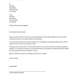 Retiring Letter Of Resignation For Your Needs Template Collection