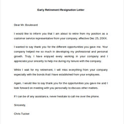 Free Sample Retirement Resignation Letter Templates In Ms Word Early