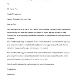 Tremendous Free Sample Resignation Letter Templates In Ms Word Retirement