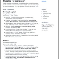 Legit Housekeeping Resume Examples That Worked In Hospital Example