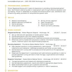 Superior Professional Experience Resume Example Free Letter Templates Nurse Examples Registered Summary