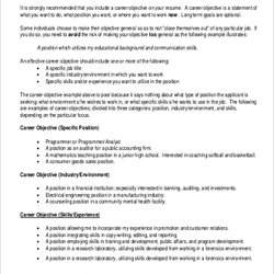 Free Resume Objective Statement Samples In Career