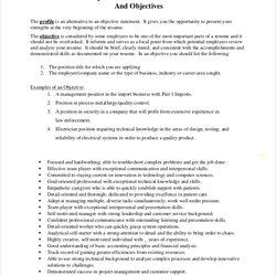 Matchless Free Sample Objective Statement Resume Templates In General Business