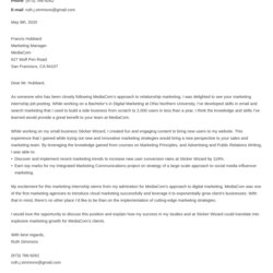 Perfect Marketing Intern Cover Letter Writing Guide Examples Example Template