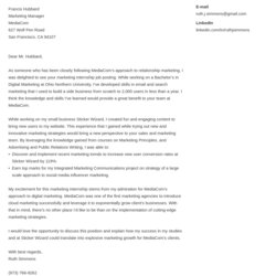 Tremendous Marketing Intern Cover Letter Writing Guide Examples Example Template
