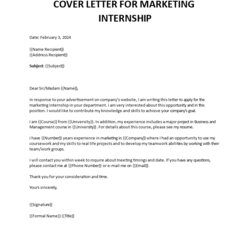 Cover Letter For Marketing Internship Templates At Template