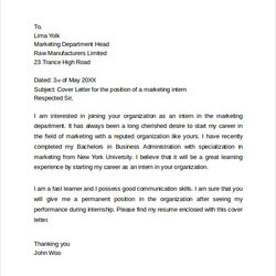 Peerless Free Internship Cover Letter Templates In Ms Word Marketing Sample Examples