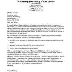 Free Sample Internship Cover Letter Templates In Ms Word Marketing